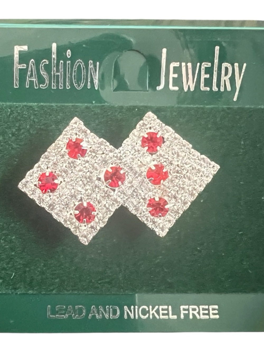 Fashion Jewelry Silver-Tone Red Crystal Square Brooch